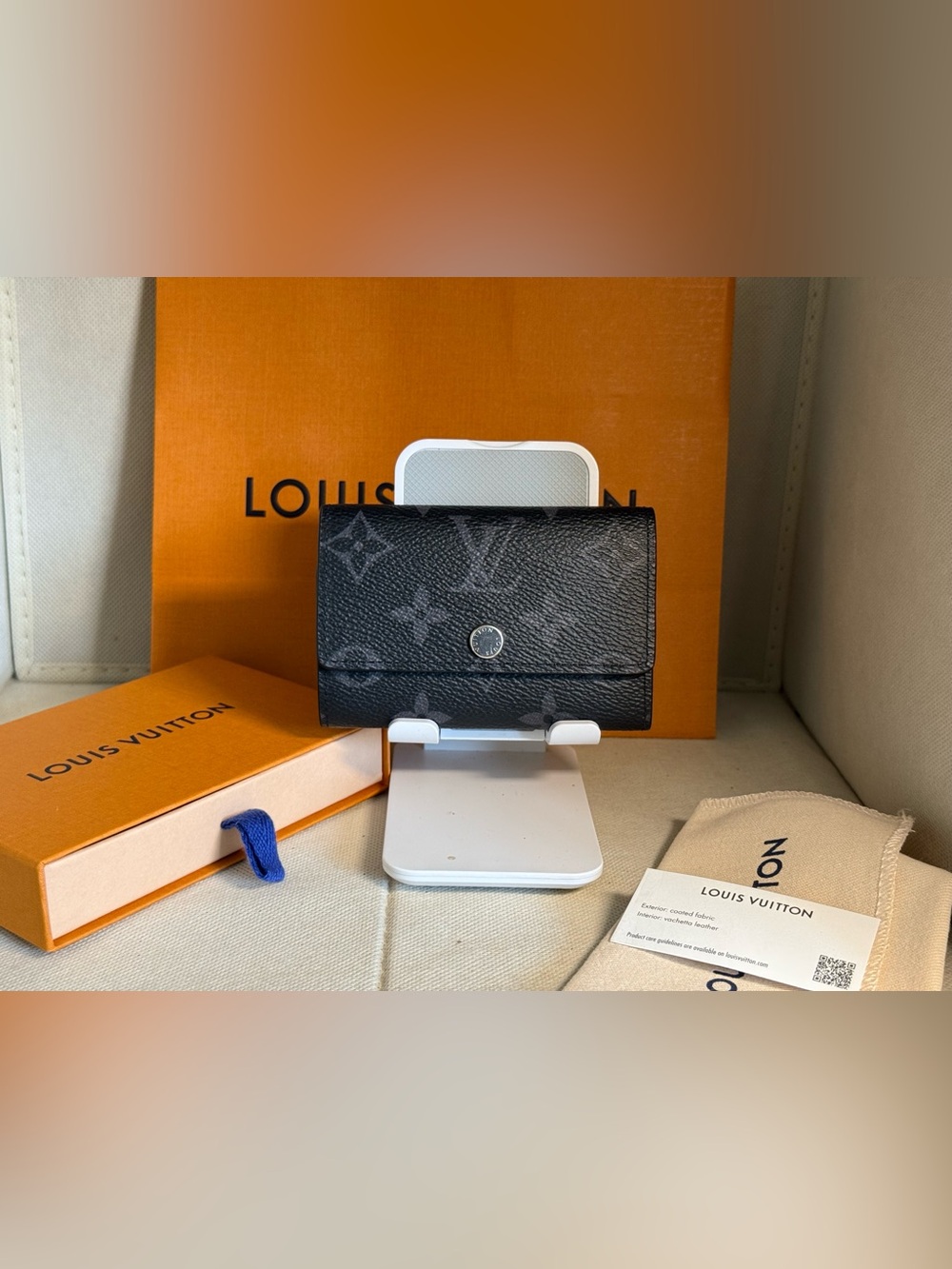 Louis Vuitton Monogram Key Case 6 Keys Black Current Model M82603